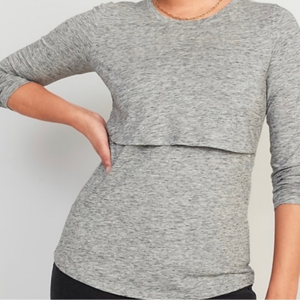 Old Navy cotton nursing breastfeeding pumping shirt grey .